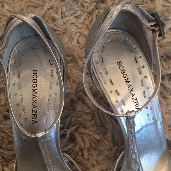 Strappy Silver BCBG Sandal Heels - Picture 3 of 3